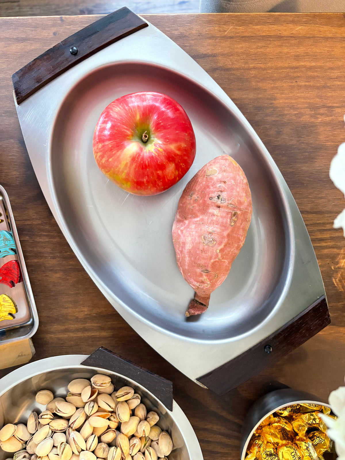 MCM Gense Serving Tray | Stainless Steel & Wood