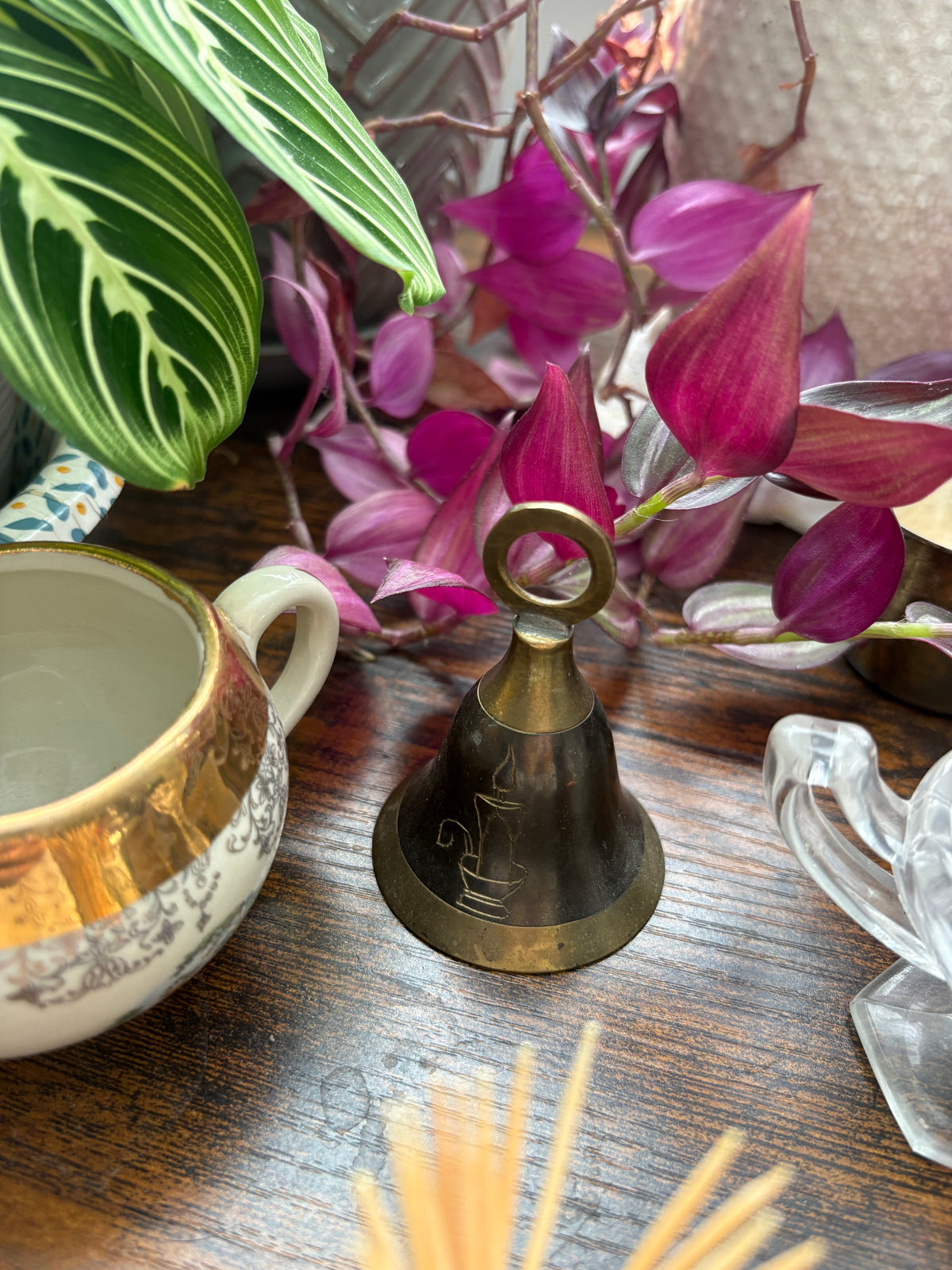 Etched Candlelight Brass Bell