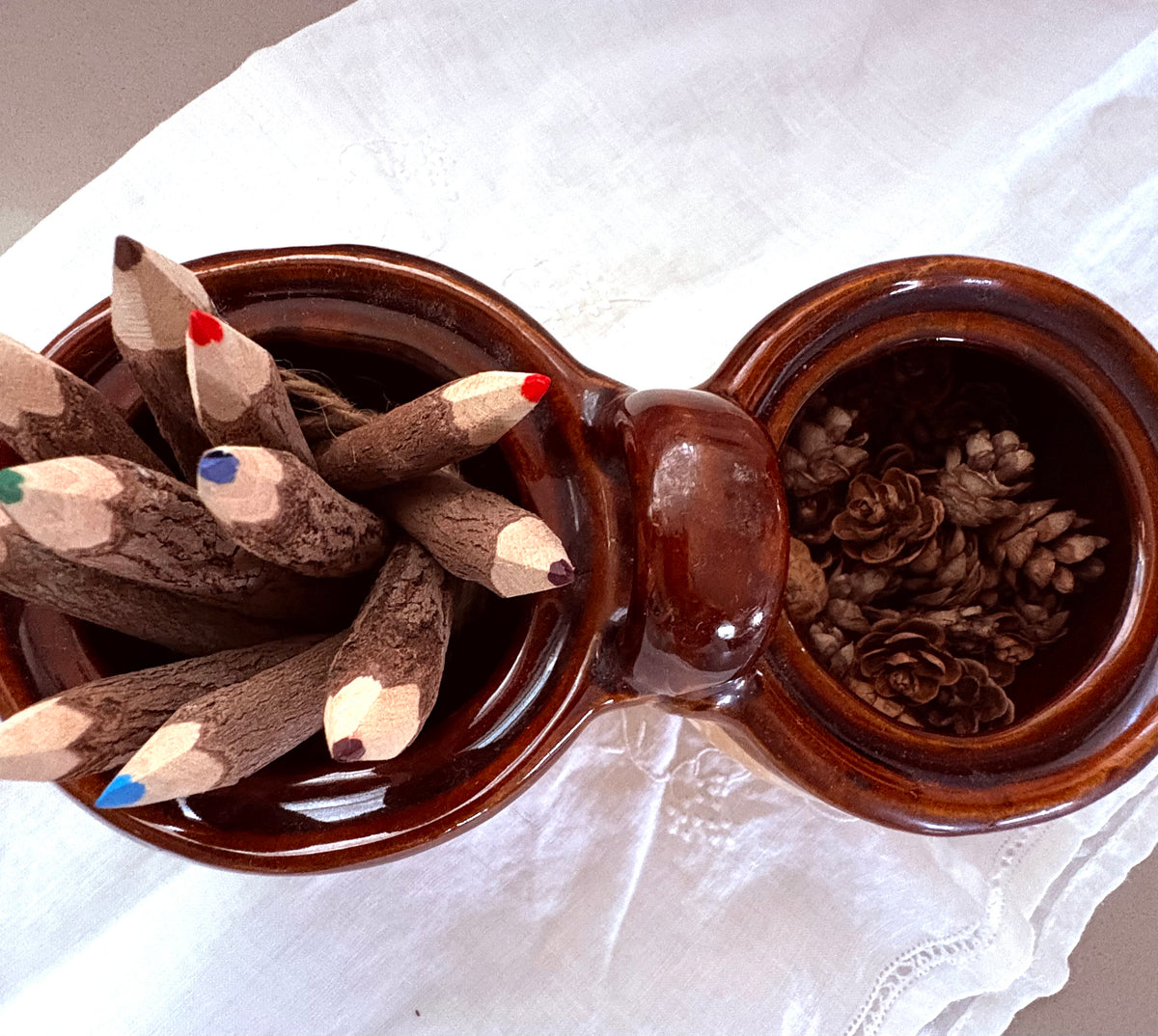 Stoneware Double Condiment Server