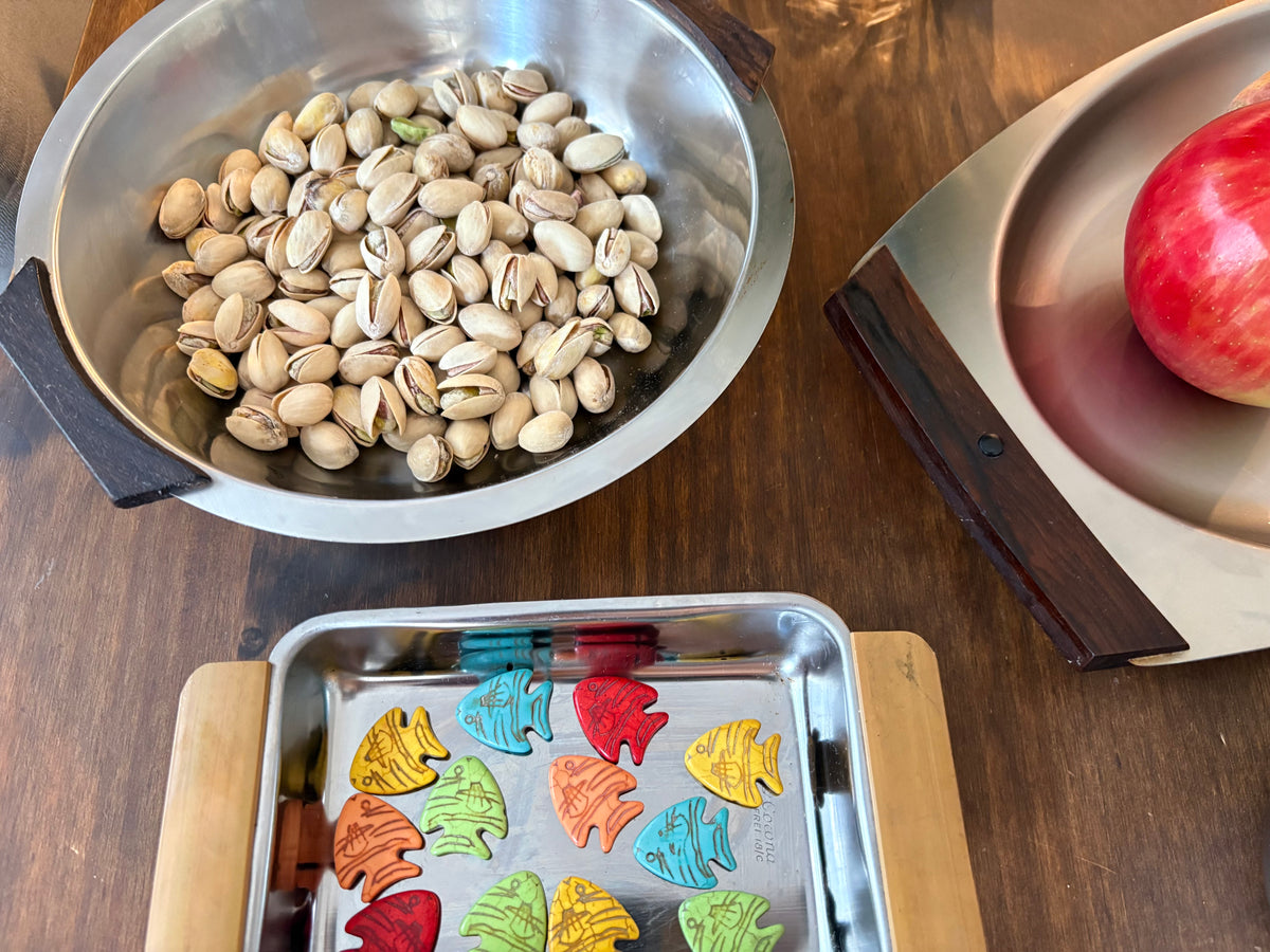 Danish MCM Serving Bowl | Stainless Steel & Wood