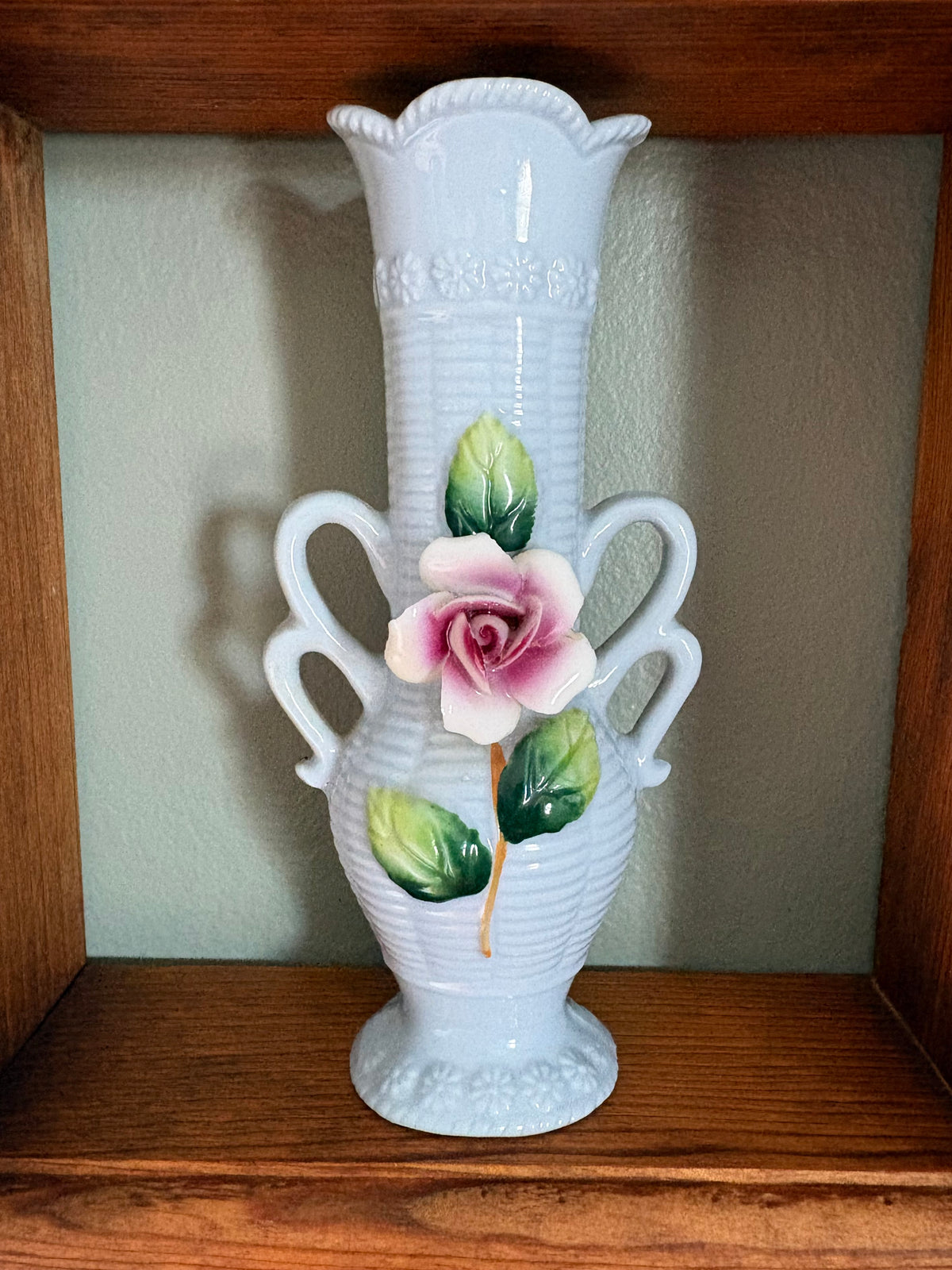 Baby blue porcelain bud vase