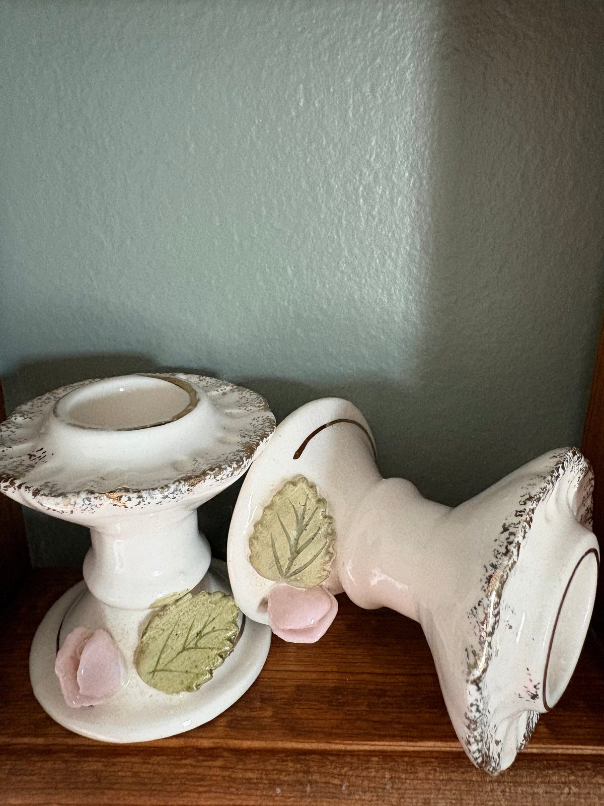 Pair of ceramic candlestick holders