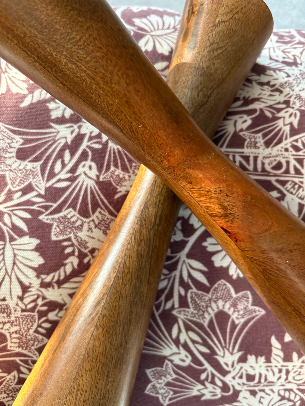 MCM Wooden Hourglass Candlestick Holders | Pair