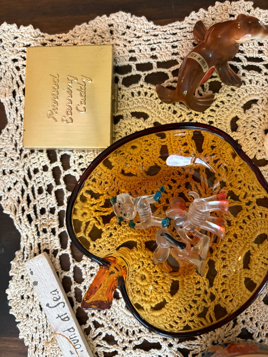 Amber Glass Apple Bowl