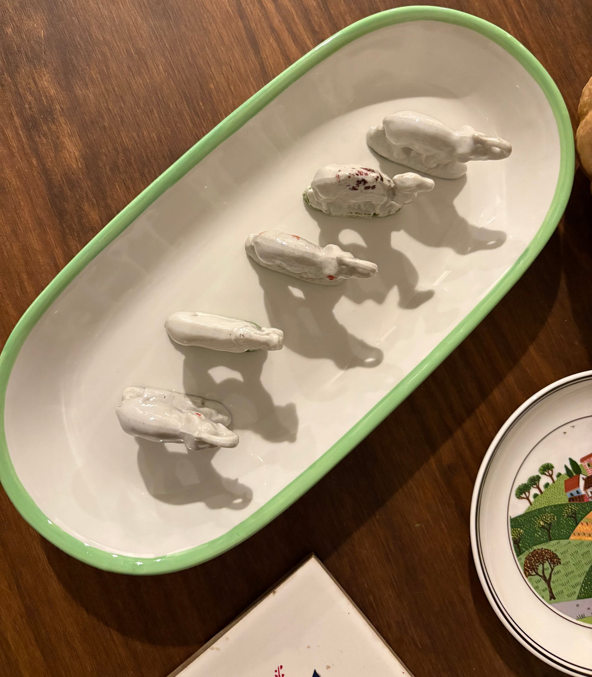 Ceramic Dish | Mint Green Trim