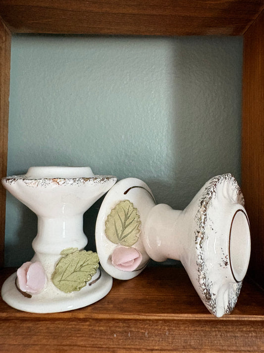 Pair of ceramic candlestick holders