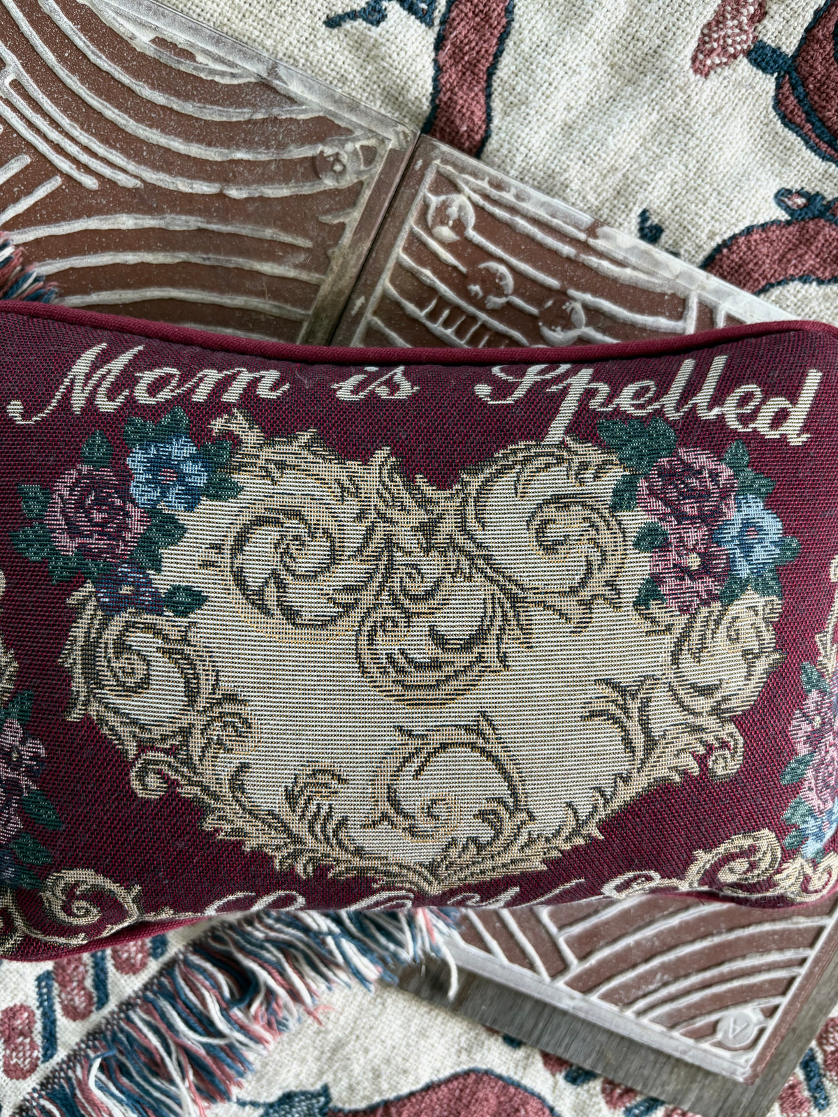 Mom is Spelled L.O.V.E. | Embroidered Pillow