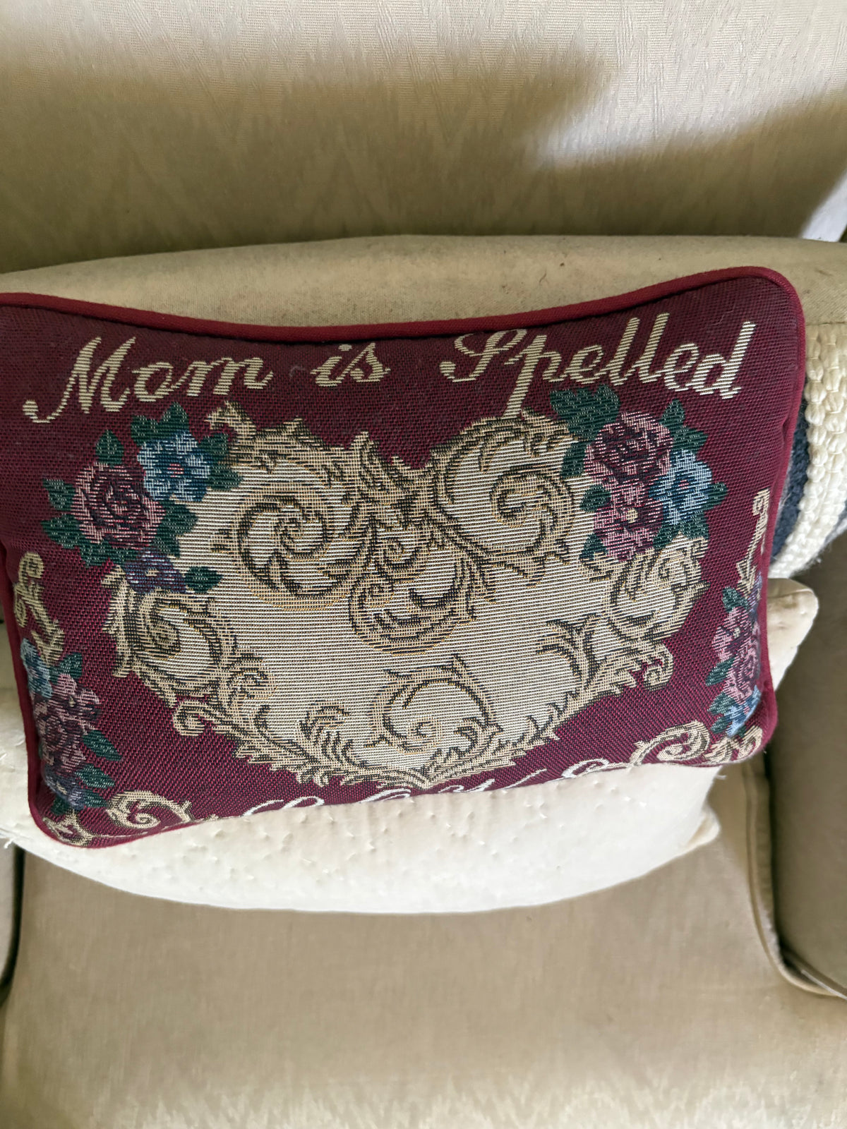Mom is Spelled L.O.V.E. | Embroidered Pillow