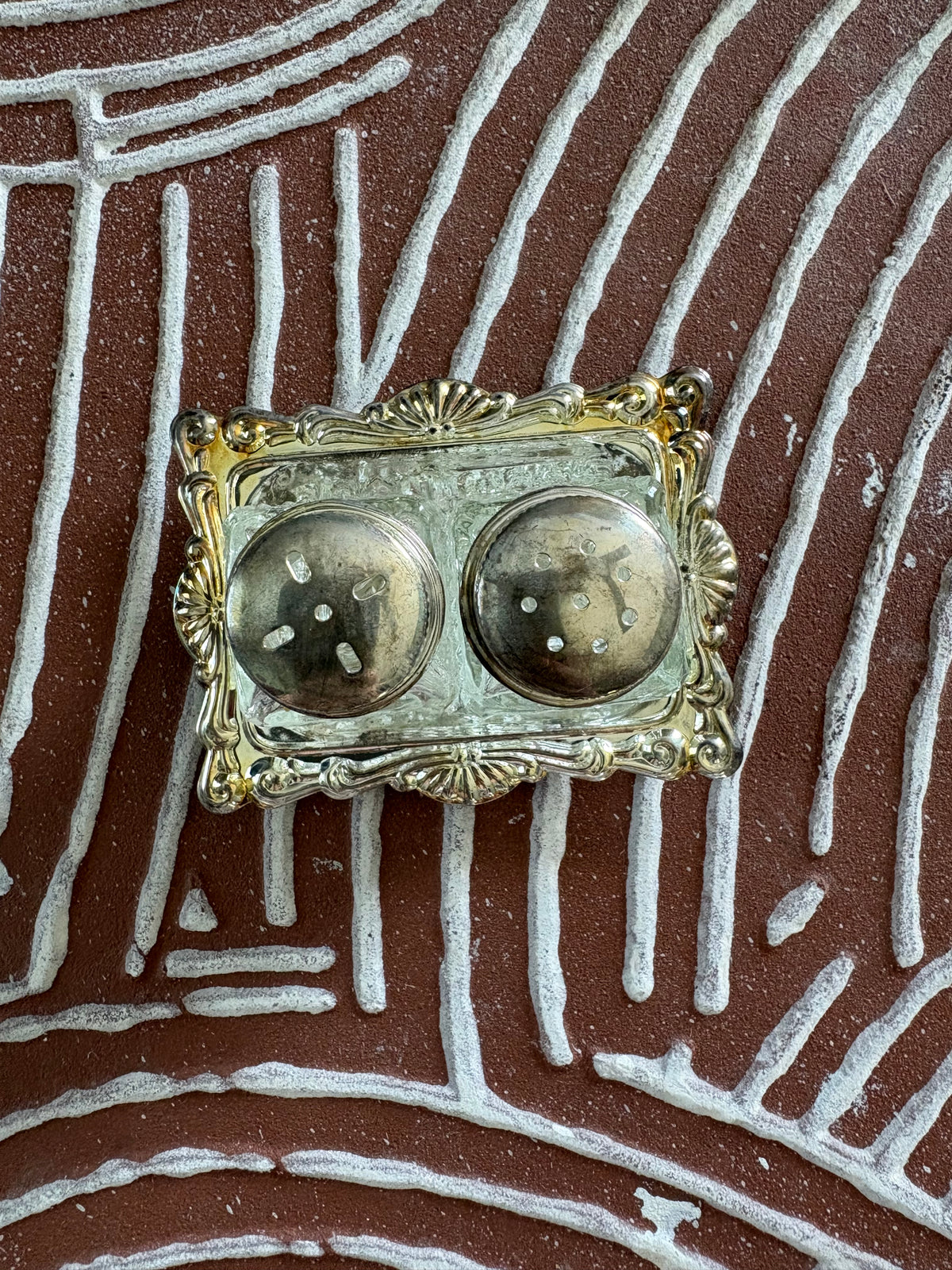 Mini Silver Plated Salt & Pepper Shakers | On Tray