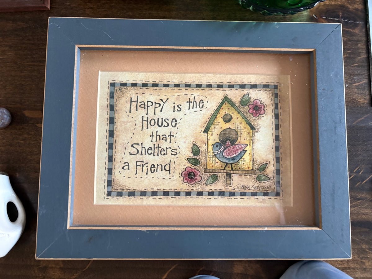 Country-Primitive | Happy Is The House Framed Art