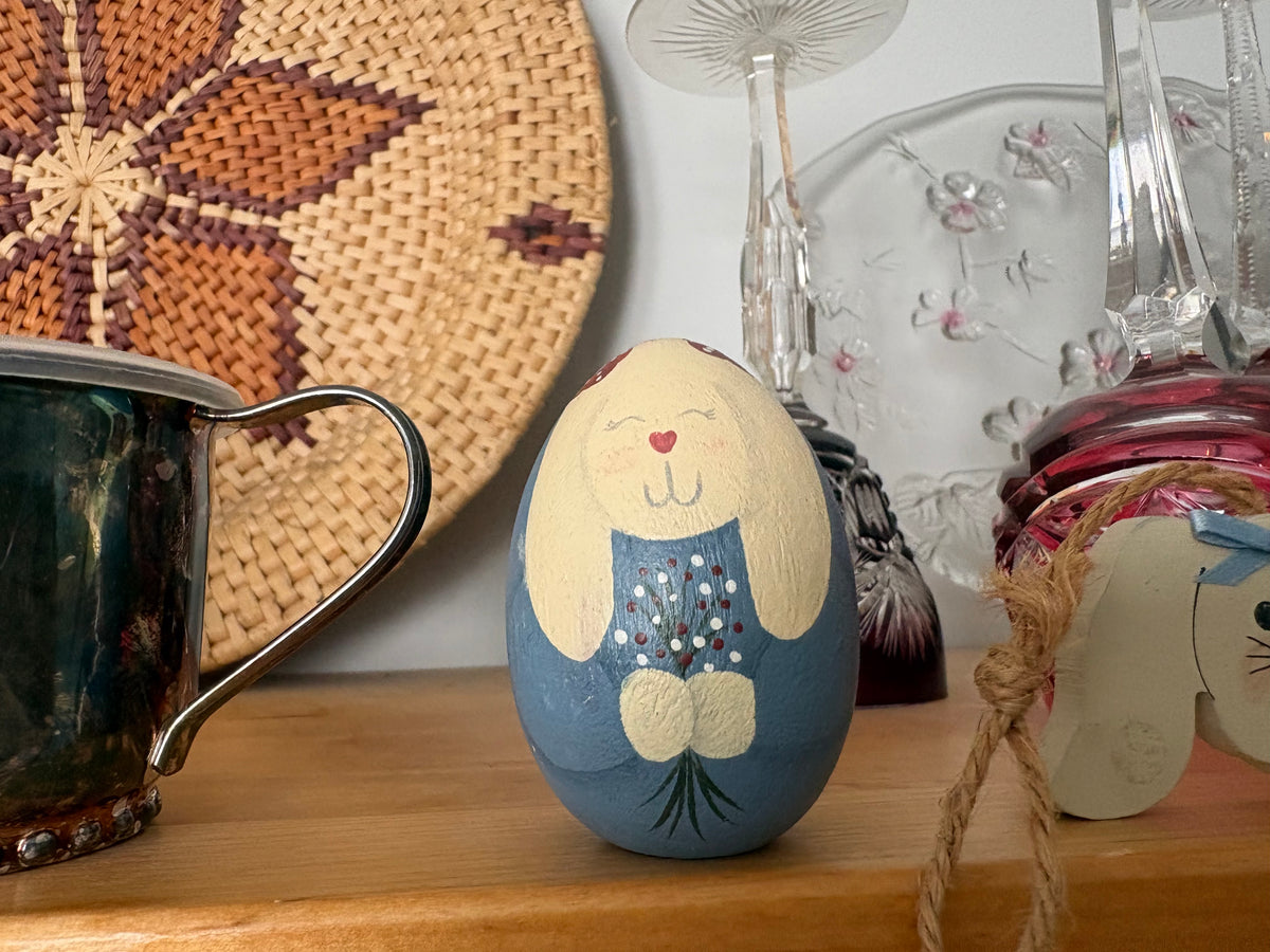 Wooden Bunny Rabbit Egg | Solid Wood Decor