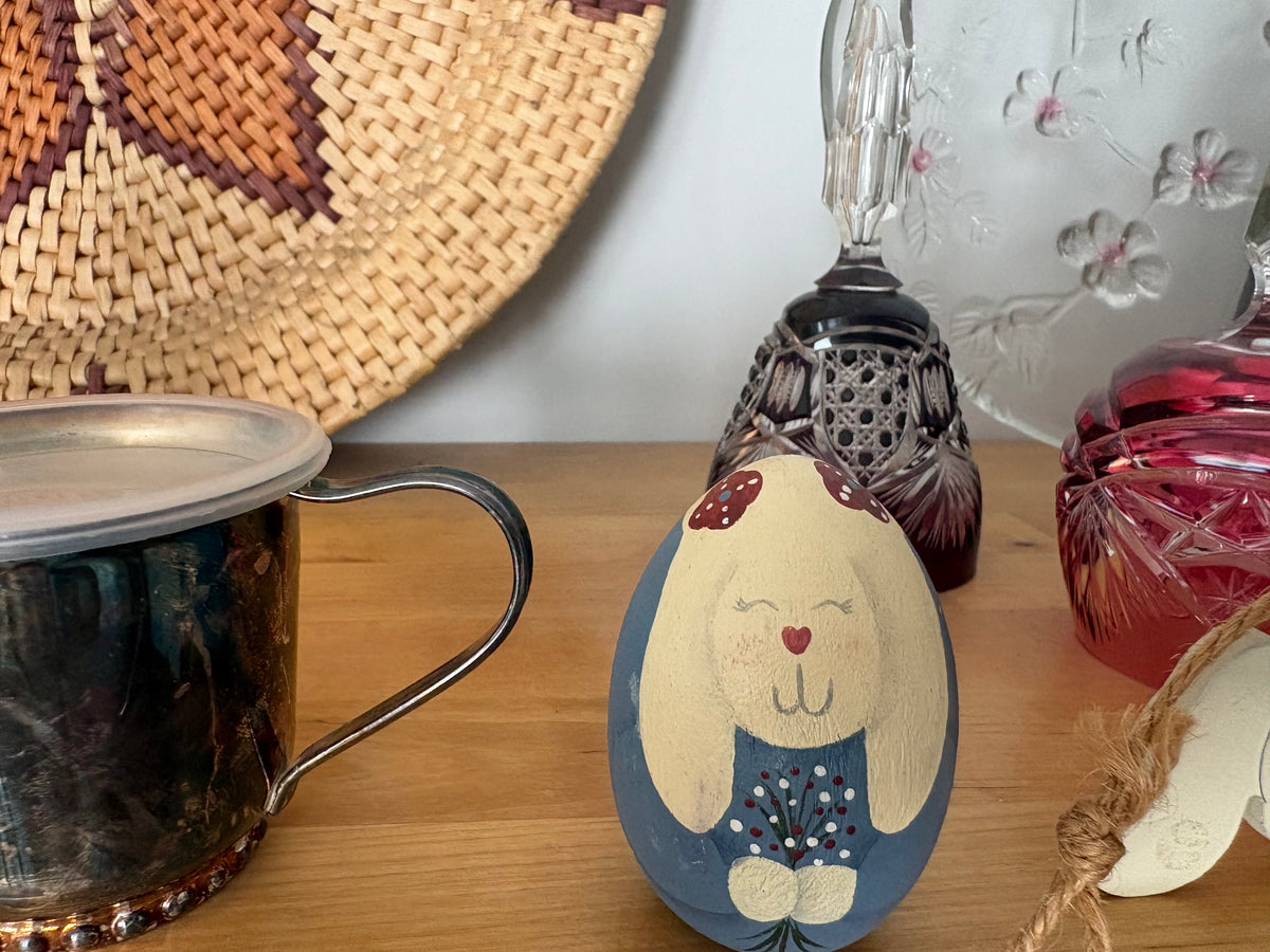 Wooden Bunny Rabbit Egg | Solid Wood Decor