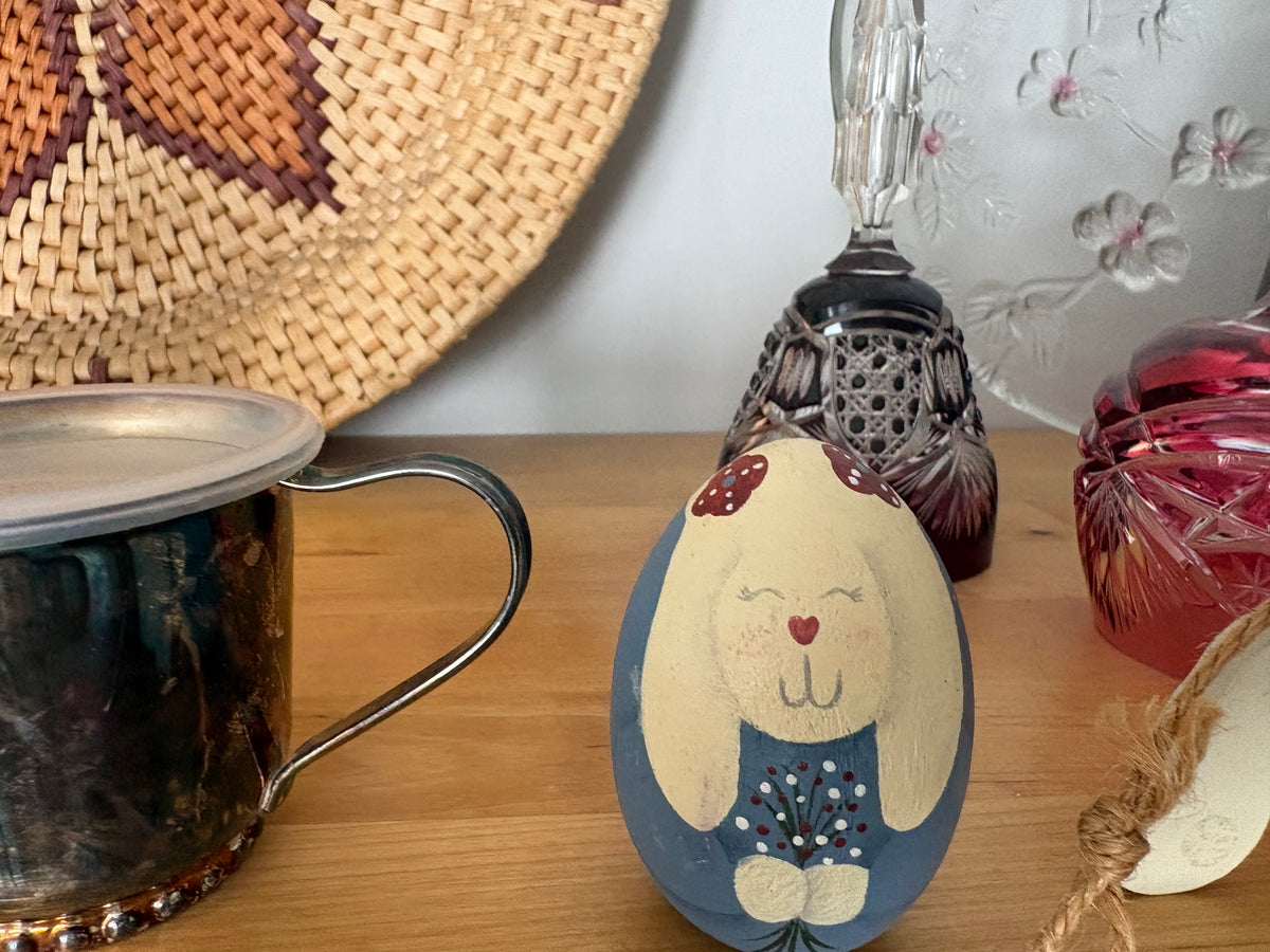 Wooden Bunny Rabbit Egg | Solid Wood Decor