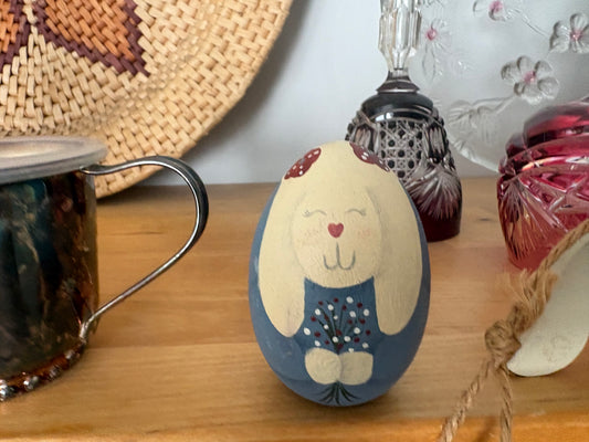 Wooden Bunny Rabbit Egg | Solid Wood Decor
