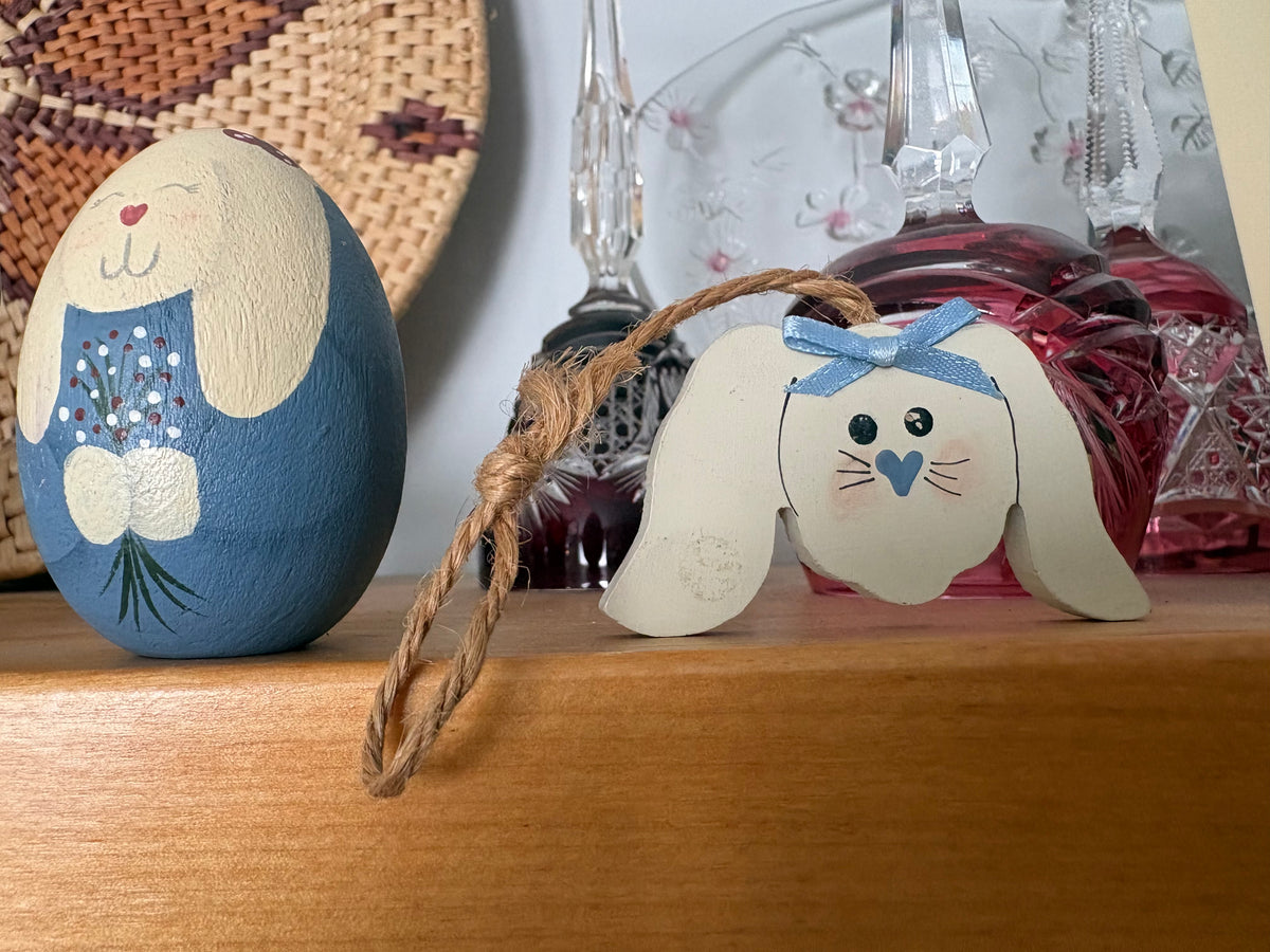 Wooden Bunny Rabbit Egg | Solid Wood Decor