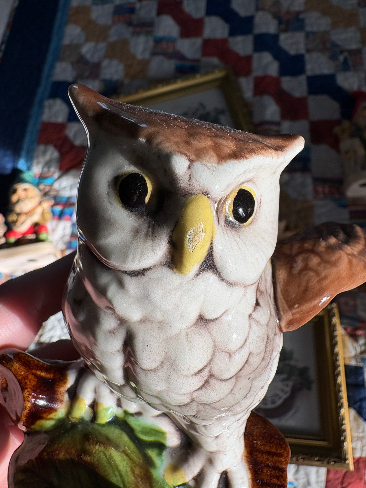 Ceramic Horned Owl Figurine