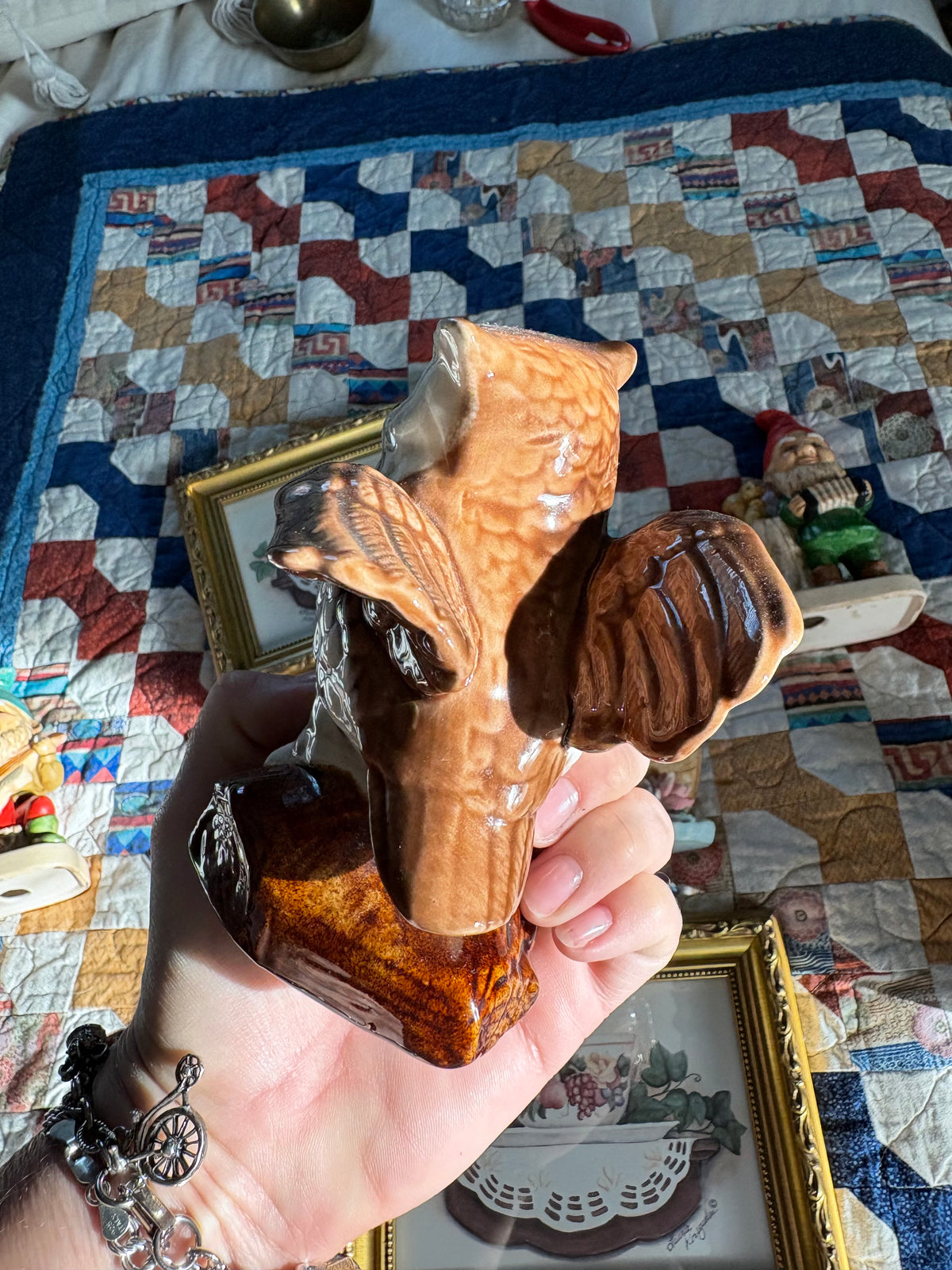 Ceramic Horned Owl Figurine
