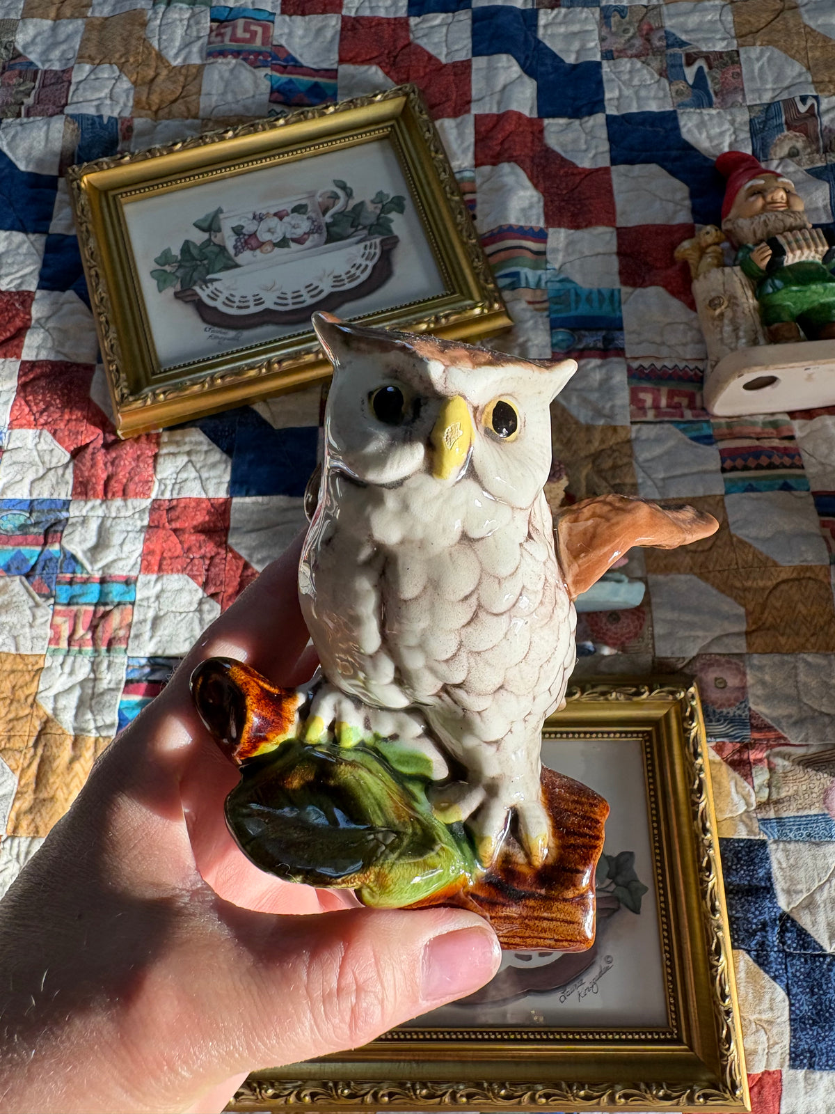 Ceramic Horned Owl Figurine