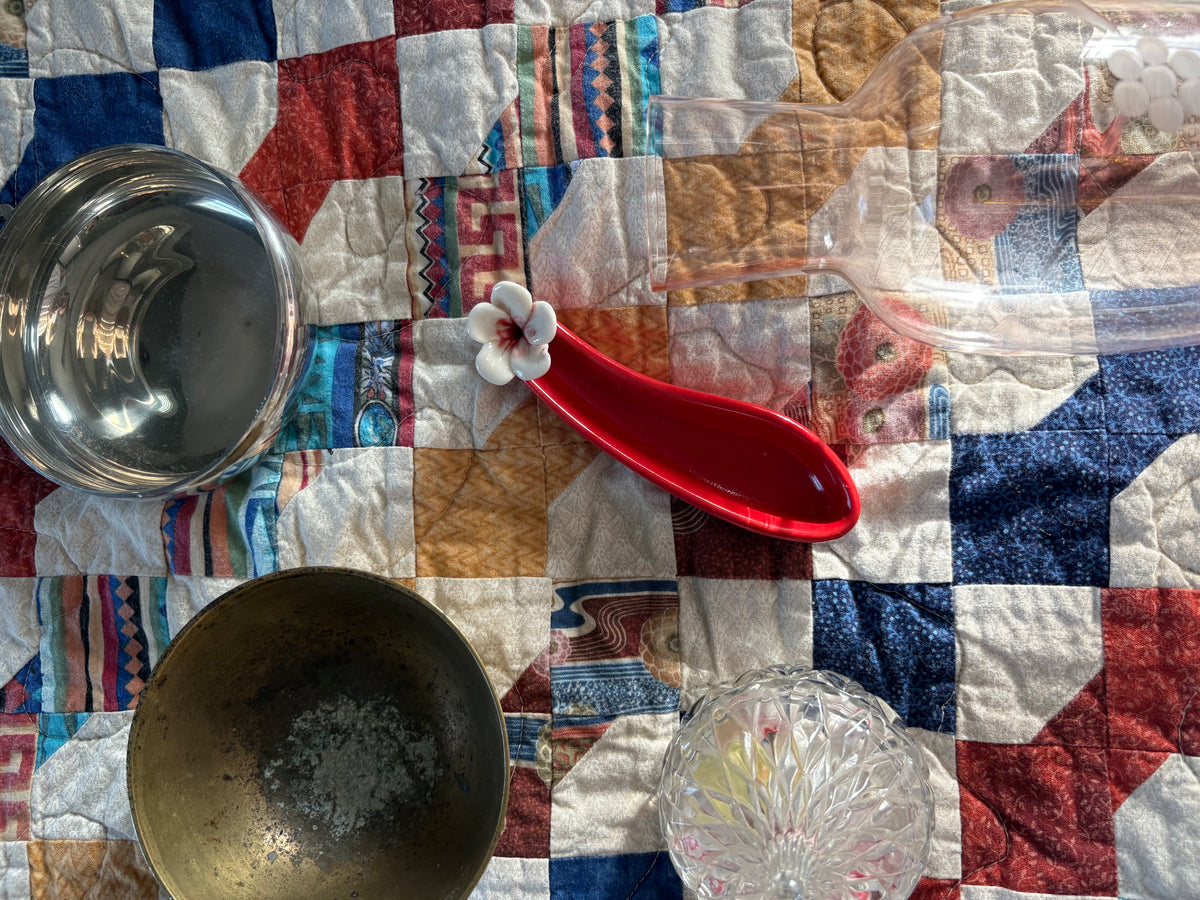 Red Flower Incense Holder/Ash Tray