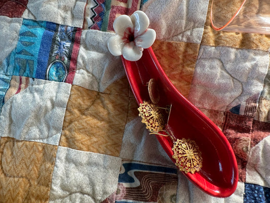Red Flower Incense Holder/Ash Tray