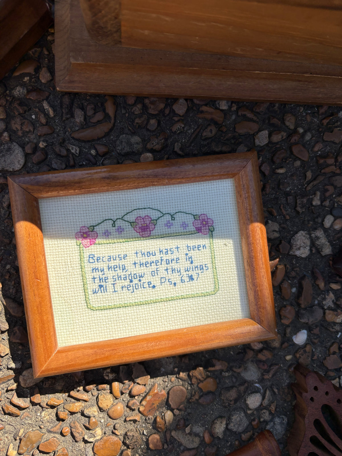 Framed Cross-Stitched Ps. 63:7