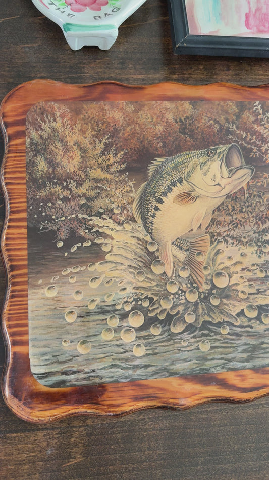 Vintage Cabin/Lodge Decor Jumping Bass Plaque